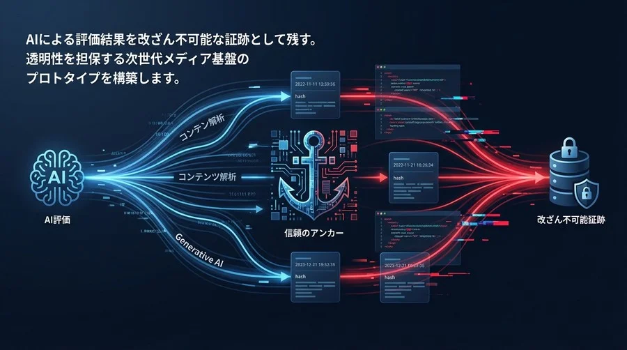 信頼のアンカーを刻む：AI評価とブロックチェーン連携によるメディアスコアリング実装手法