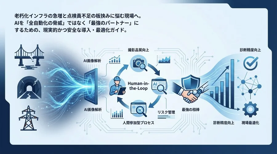インフラ点検AI導入の現実解｜全自動の幻想を捨て「最強の相棒」と協働する現場最適化ガイド
