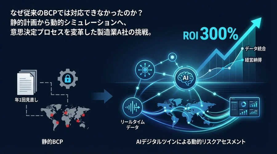 静的BCPから脱却し、AIデジタルツインで実現する「動的リスクアセスメント」の有用性