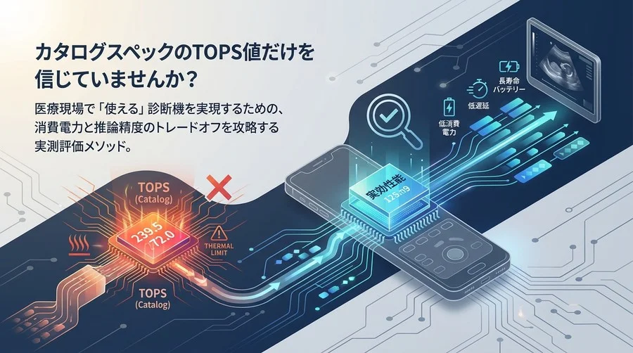 カタログ値のTOPSは信じるな：ポータブル医療機器向け「低消費電力エッジAI」実測評価メソッド