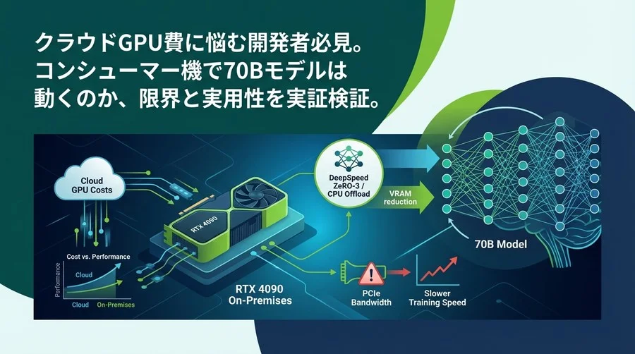 RTX 4090で70Bモデル学習は現実的か？DeepSpeed分散学習の限界とコスト対効果を徹底検証