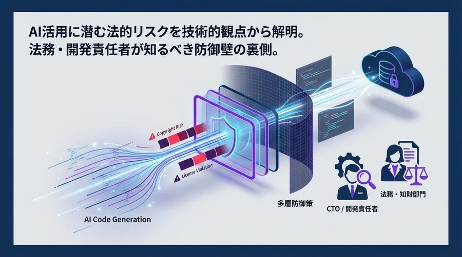 AIコード生成の著作権リスクを技術で封じる：フィルタリングの仕組みと限界、法務視点の多層防御策