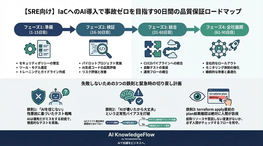 【SRE向け】IaCへのAI導入で事故ゼロを目指す90日間の品質保証ロードマップ - Conclusion Image
