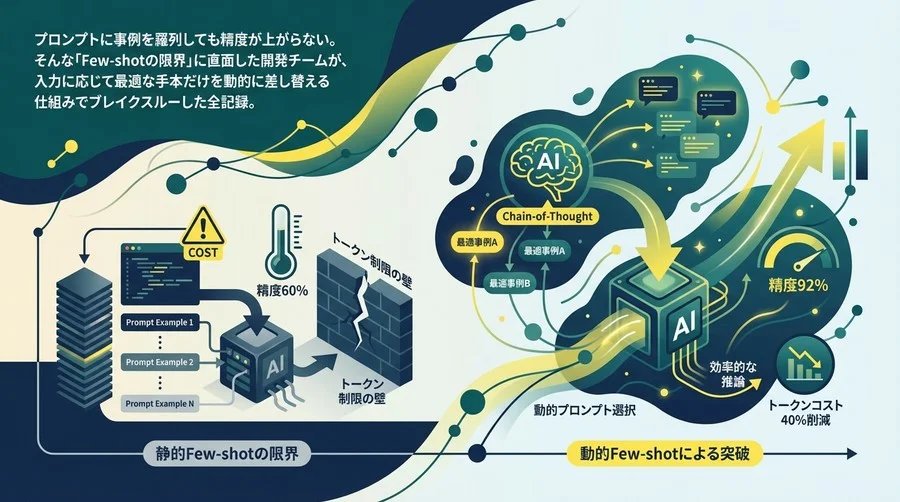 静的Few-shotの限界突破：動的プロンプトによる精度向上とコスト削減の実証録