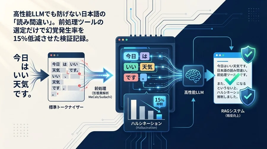 高性能LLMの「読み間違い」を防ぐ：形態素解析による前処理でハルシネーションを15%抑制した検証記録
