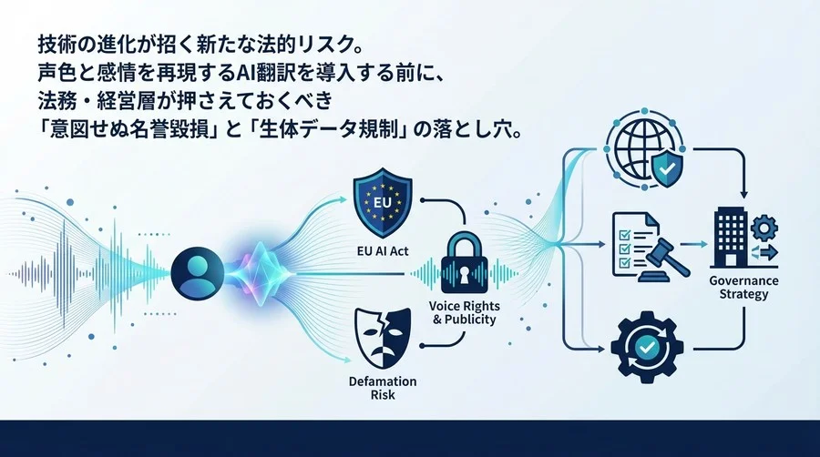 感情同期AI翻訳の法的リスクと実務対策：EU AI法・声の権利侵害を回避するグローバルガバナンス戦略
