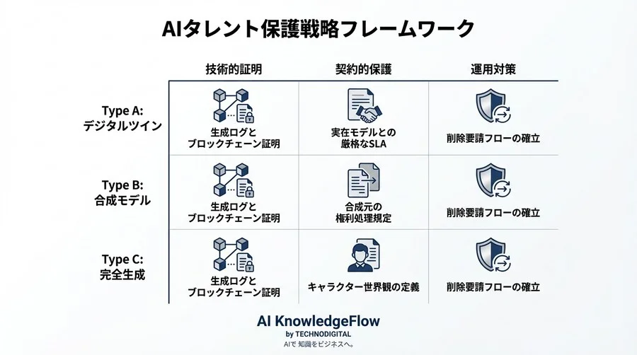 AIタレントの「人格」をどう守る？法的空白を埋める契約設計と技術的権利定義の全貌 - Conclusion Image