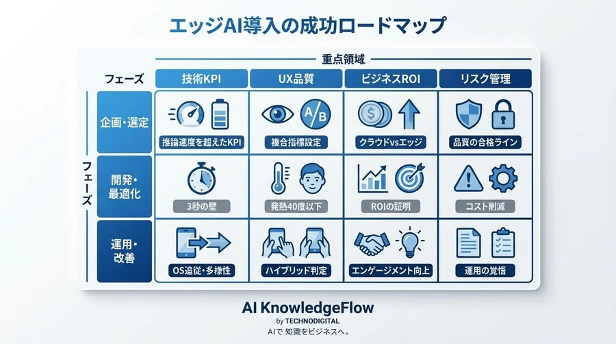 モバイル画像生成AIの「軽量化」合格ライン：推論速度を超えた4つのUX指標とROI測定法 - Conclusion Image