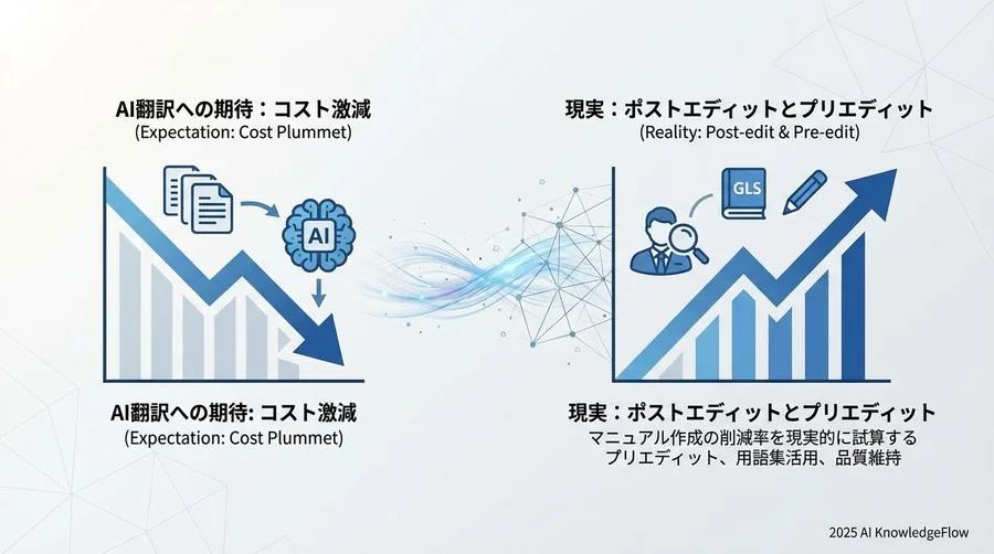 誤解①：「AI翻訳ツールを入れれば、翻訳コストは限りなくゼロになる」 - Section Image