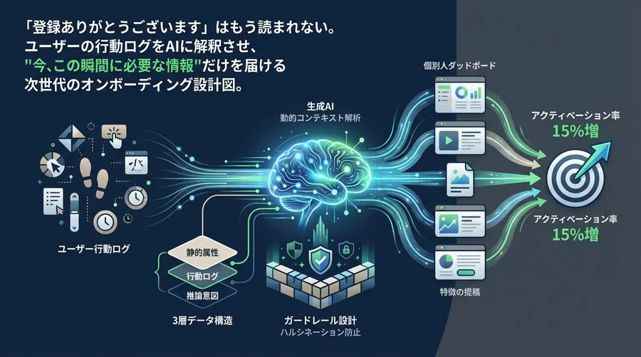 ユーザー行動ログ×生成AI：アクティベーション率15%増を実現する動的ウェルカムメッセージ設計論