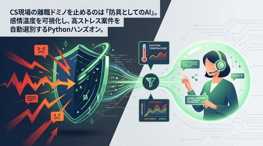 CS崩壊を止める『防具としてのAI』実装：感情分析でクレーマーを自動選別し離職を防ぐPythonハンズオン