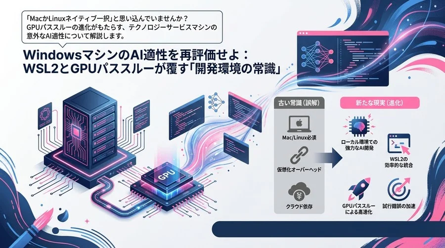 WindowsマシンのAI適性を再評価せよ：WSL2とGPUパススルーが覆す「開発環境の常識」