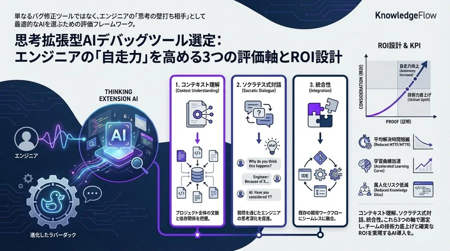 思考拡張型AIデバッグツール選定：エンジニアの「自走力」を高める3つの評価軸とROI設計