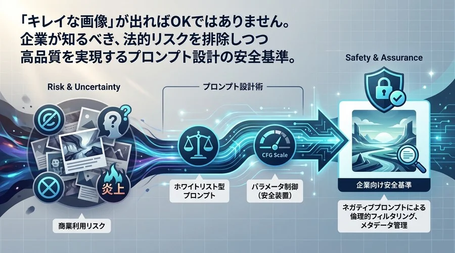 画像生成AIの商用利用リスクをゼロに近づけるパラメータ付きプロンプト設計術【企業向け安全基準】