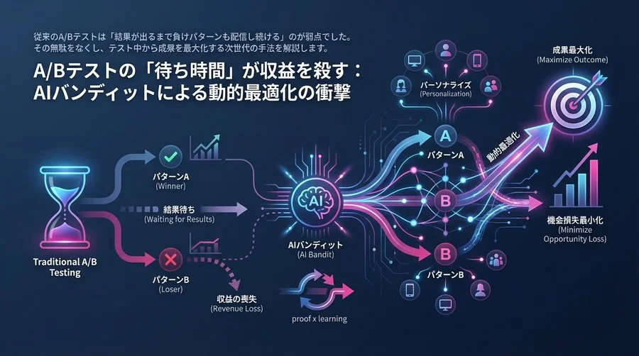 A/Bテストの「待ち時間」が収益を殺す：AIバンディットによる動的最適化の衝撃