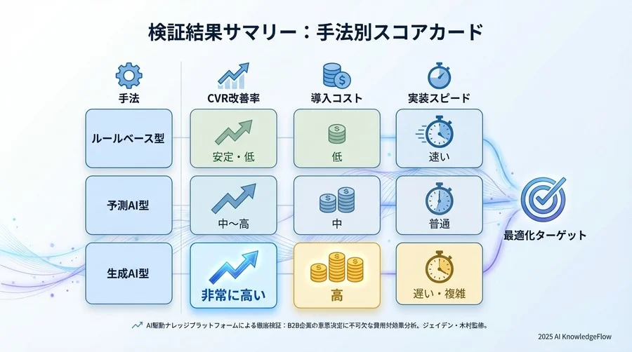 検証結果サマリー：手法別スコアカード - Section Image
