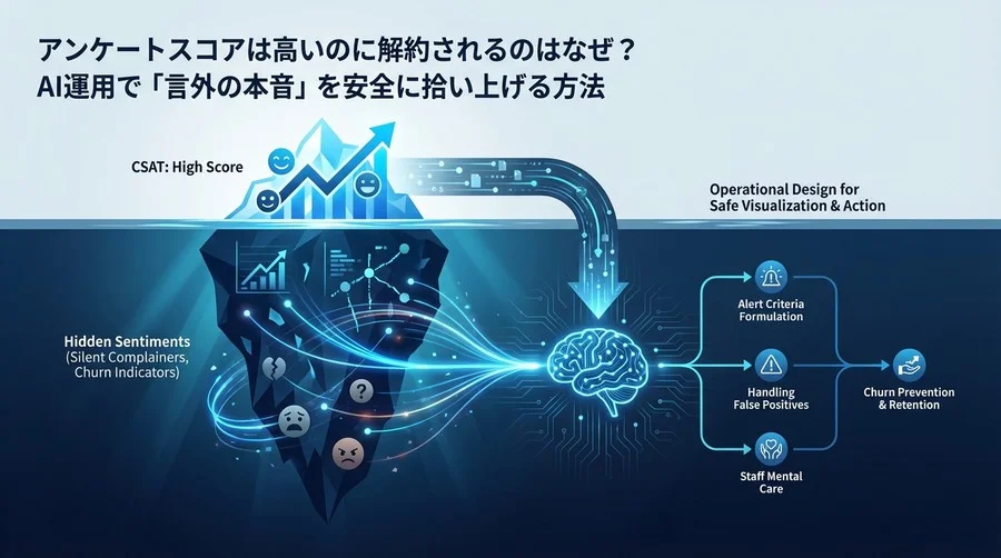 CSAT評価は高いのになぜ解約？感情分析AIで「言外の本音」を安全に数値化する運用設計