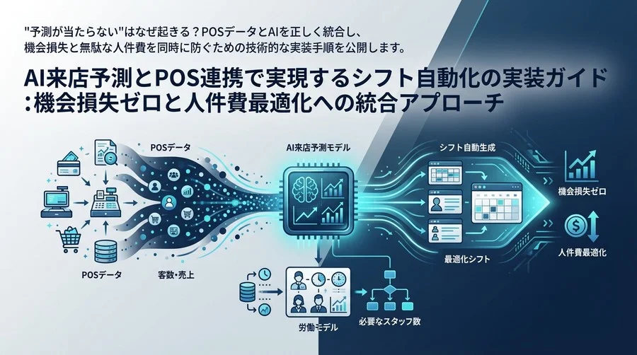 AI来店予測とPOS連携で実現するシフト自動化の実装ガイド：機会損失ゼロと人件費最適化への統合アプローチ