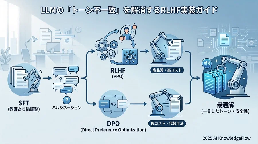 RLHF（人間からのフィードバックによる強化学習）の技術アーキテクチャ - Section Image