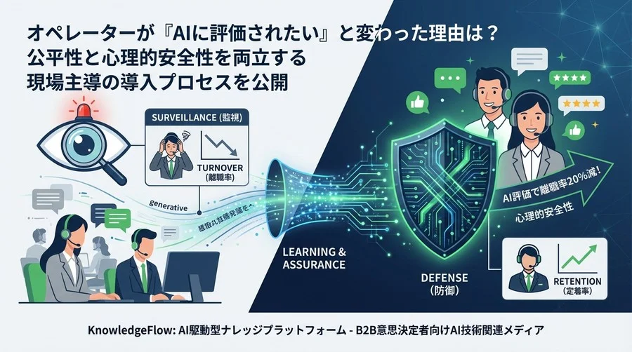 AI評価で離職率20%減！コールセンター現場が「監視」を「防御」と認めるまでの全プロセス
