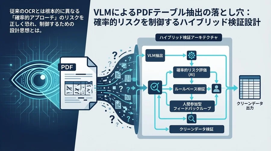 VLMによるPDFテーブル抽出の落とし穴：確率的リスクを制御するハイブリッド検証設計
