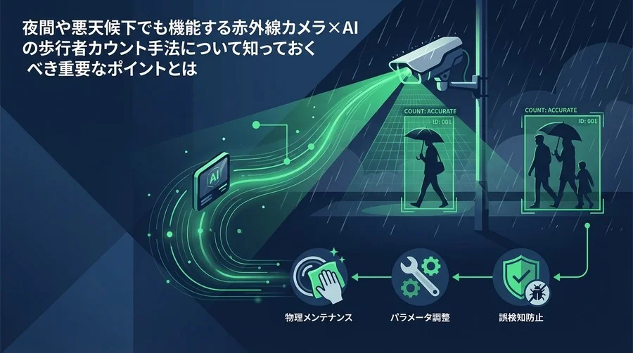 赤外線AI歩行者カウントの運用現実：悪天候と夜間の精度低下を防ぐ泥臭い保守マニュアル