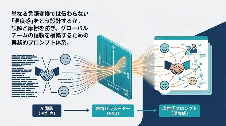 AI翻訳の「冷たさ」が商談を壊す：感情パラメーター（PAD）で制御する次世代プロンプト設計