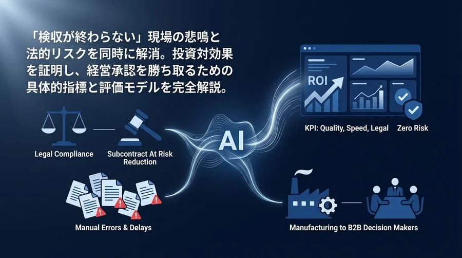 検収業務のAI化で下請法リスクをゼロへ｜製造業向けROI算出とKPI設定の完全講義