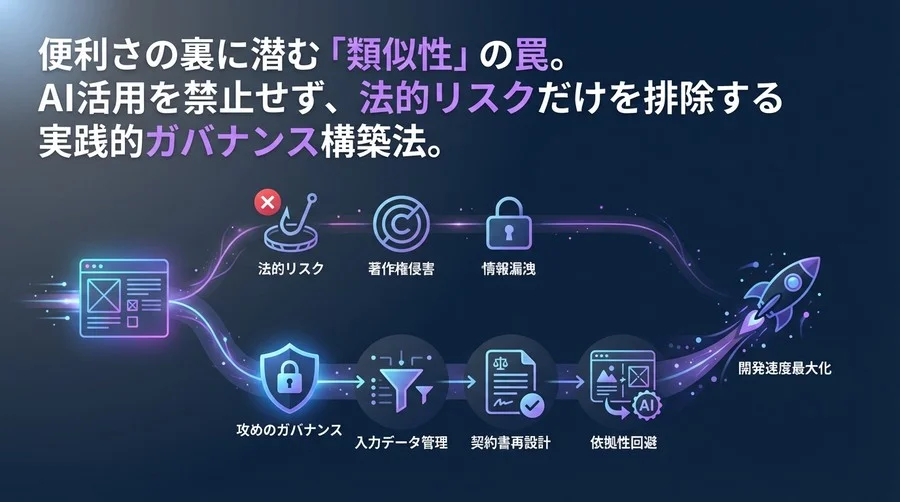 生成AIワイヤーフレームの法的リスクを制御し、開発速度を最大化する「攻めのガバナンス」構築術