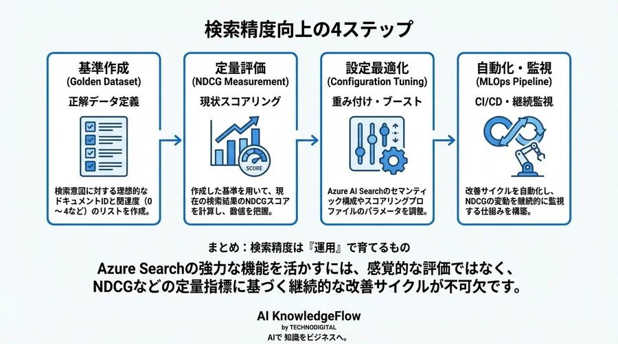 Azure AI Search精度改善：感覚値を捨てNDCGで管理するPython実装ガイド - Conclusion Image