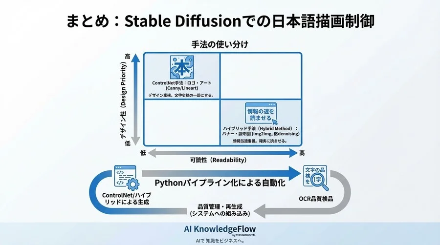 Stable Diffusionでの日本語描画制御：ControlNetと合成手法の比較 - Conclusion Image