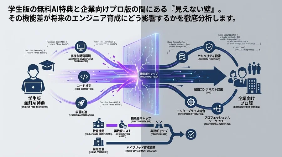 学生向け無料AIツールの「見えない壁」：プロ版との機能差が招く実務ギャップと育成戦略