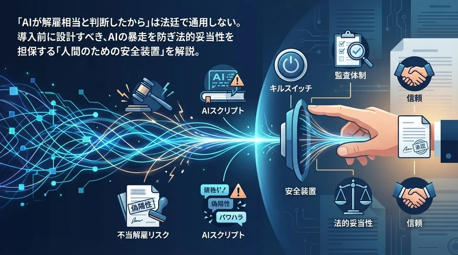 AIによる退職勧奨判定の法的落とし穴と回避策：不当解雇リスクを防ぐ「人間中心」の安全装置設計ガイド