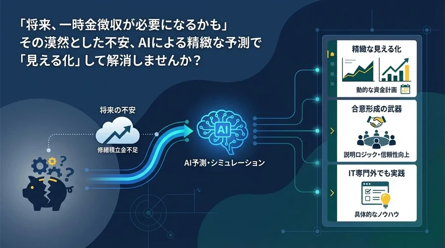 マンション修繕積立金の「将来不足」をAI予測で見える化し、合意形成を導く資金シミュレーション活用術