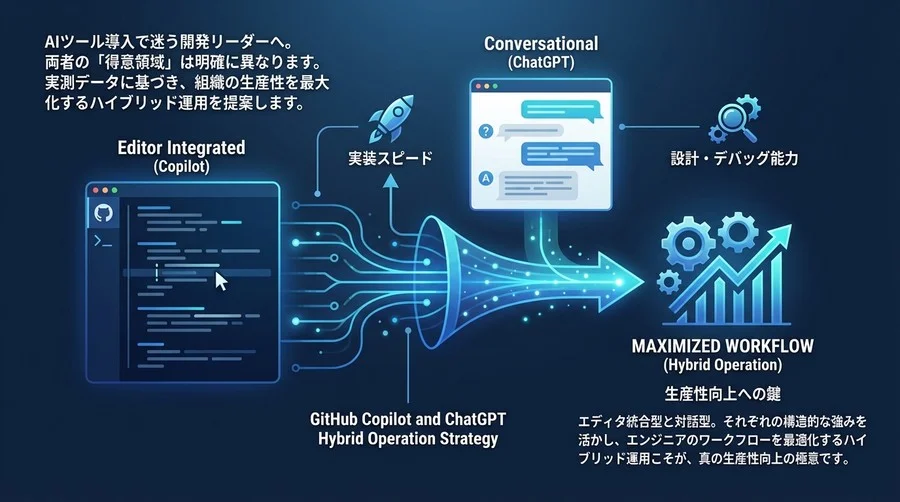 GitHub CopilotとChatGPTのハイブリッド運用戦略：開発効率を最大化する使い分けの極意
