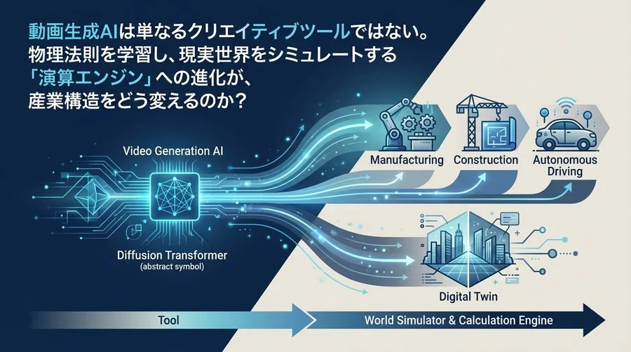 Soraが描く「世界モデル」の衝撃：動画生成AIは物理シミュレーションの産業構造をどう変えるか？