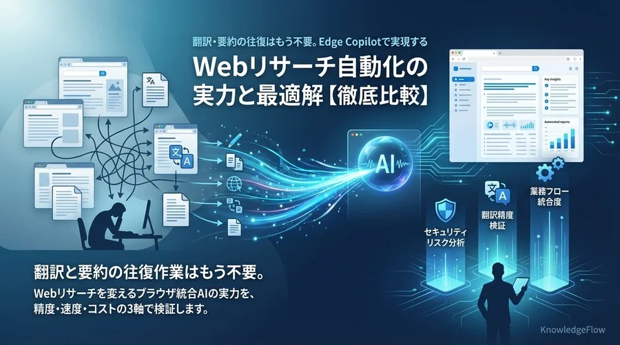 翻訳・要約の往復はもう不要。Edge Copilotで実現する「Webリサーチ自動化」の実力と最適解【徹底比較】