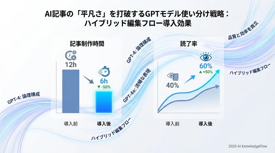 4. 導入効果：記事制作時間が半減し、読了率が1.5倍に向上 - Section Image 3