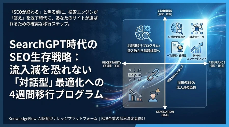 SearchGPT時代のSEO生存戦略：流入減を恐れない「対話型」最適化への4週間移行プログラム