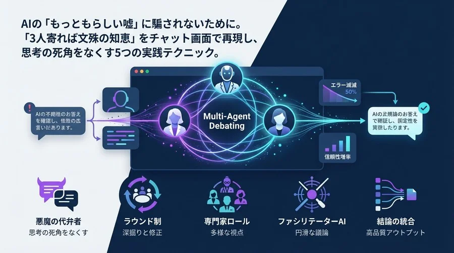 AIの「もっともらしい嘘」を防ぐ。チャット画面で3人の専門家を議論させる実践プロンプト術